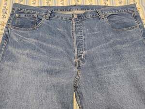 Levi's 501 Mens 46x34 Blue Button Fly Straight Leg Denim Jeans